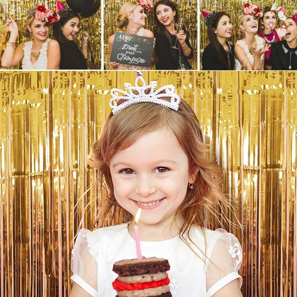 Twinkle Star Photo Booth Backdrop Metallic Tinsel Foil Fringe Curtains Environmental Background for Birthday Wedding Party Christmas Decorations (2 Pack, Gold): Kitchen & Dining