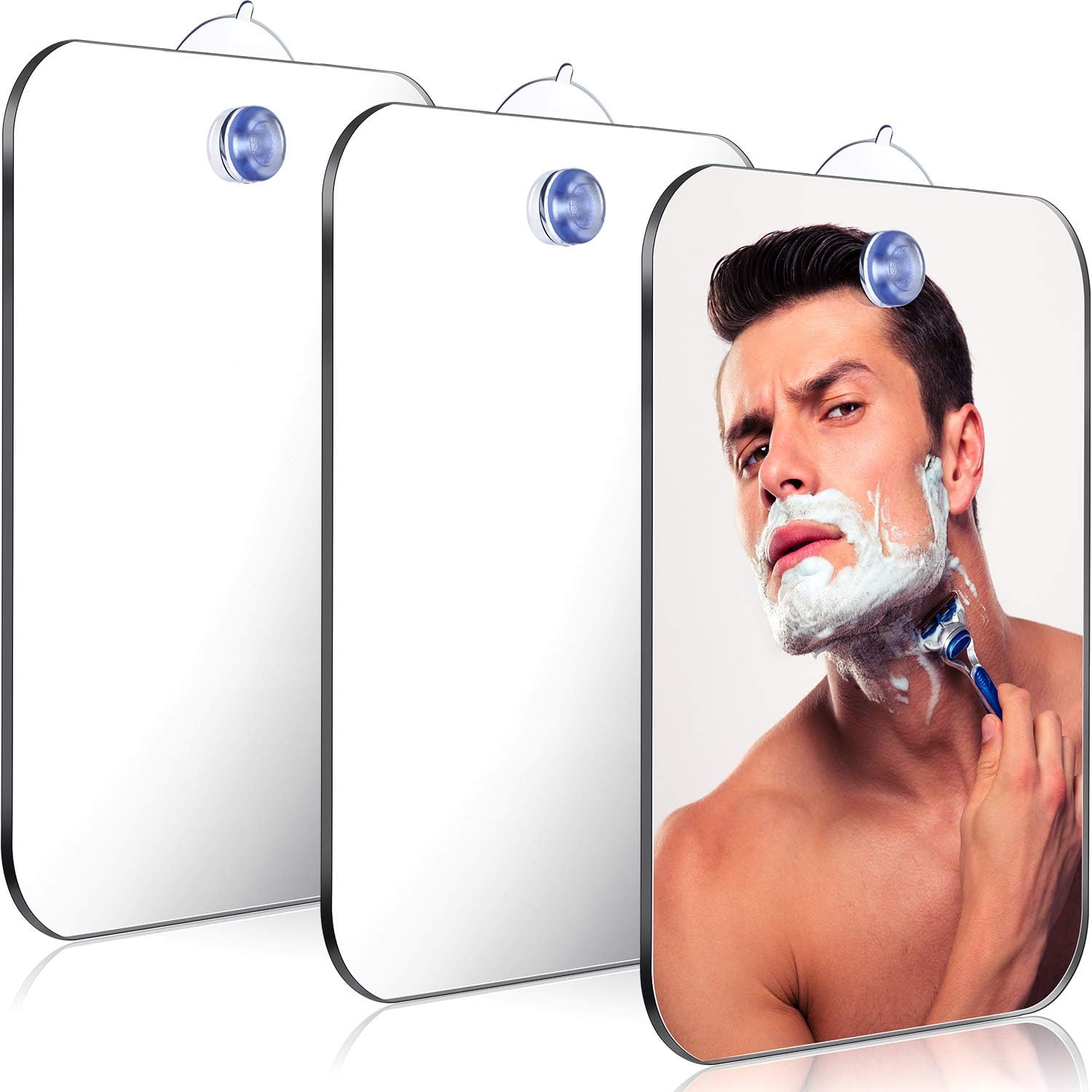 Jetec 3 Pieces Anti-Fog Shower Mirror Fogless Bathroom Handheld Mirror for Men and Women Unbreakable Portable Traveling Shaving Mirror Fog-Free Travel Mirror: Kitchen & Dining