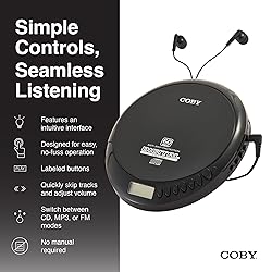 Coby Portable CD Player with Headphones, FM Radio