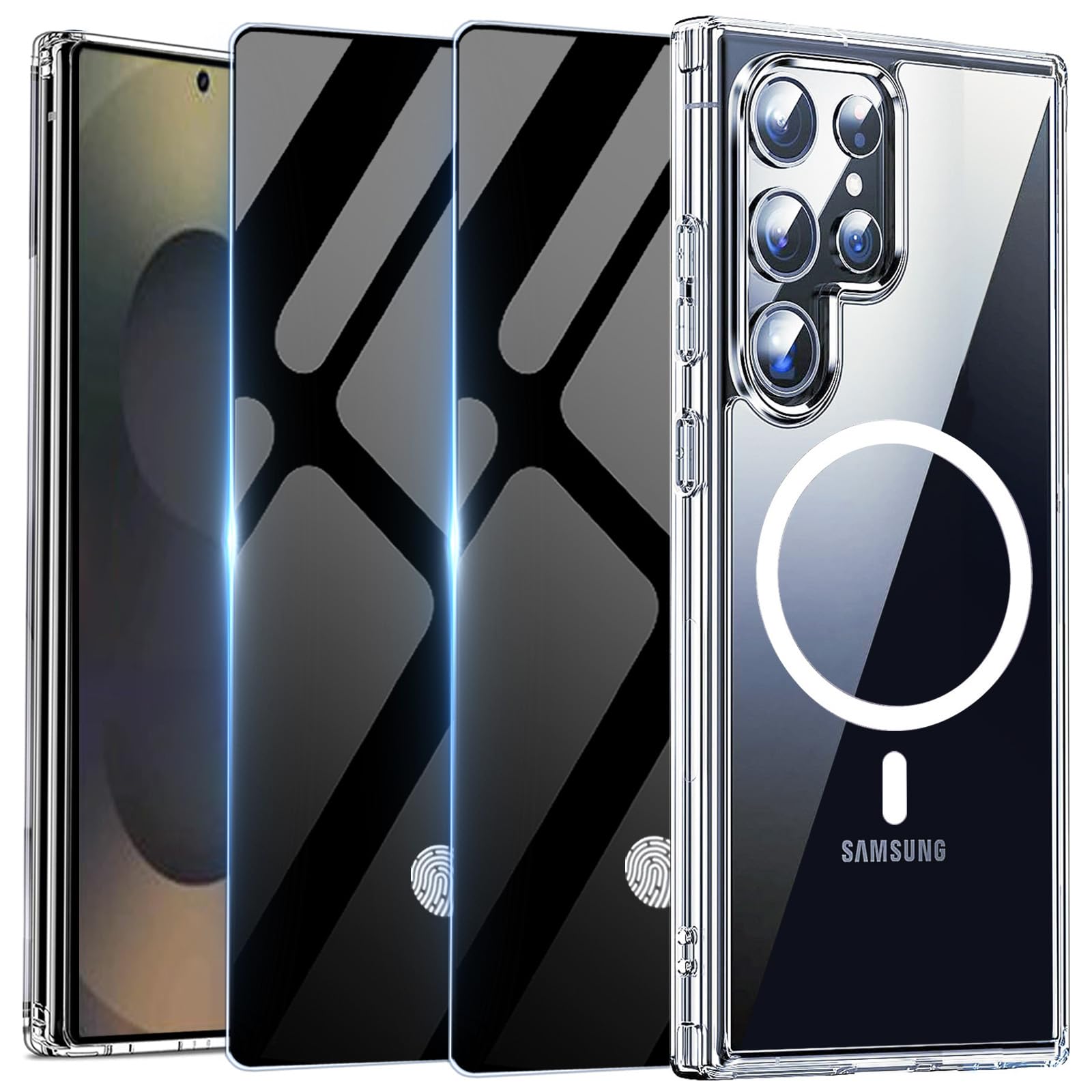 Deekeewe for Samsung Galaxy S25 Ultra 5G Case with Privacy Screen Protector,Clear Magnetic Phone Case with Camera Protection,Soft Shockproof Protective Cover for Galaxy S 25 Ultra,Clear