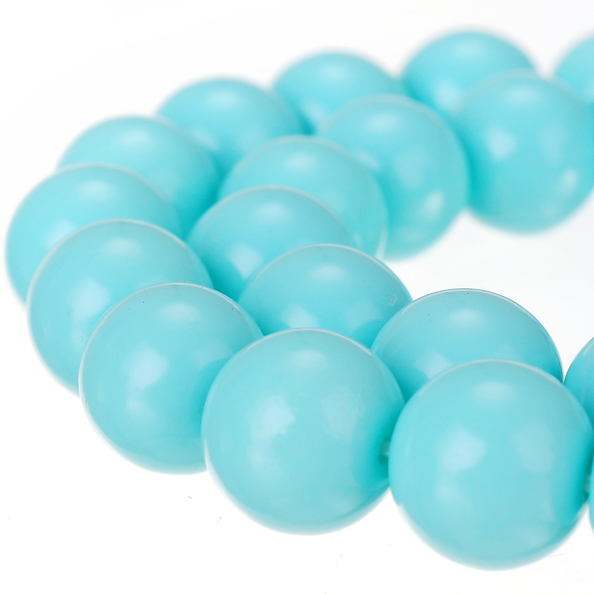 RUBYCA Round Opaque Painted Druk Czech Glass Beads Bulk Jewelry Making Supplies Strand (Blue, 10mm)