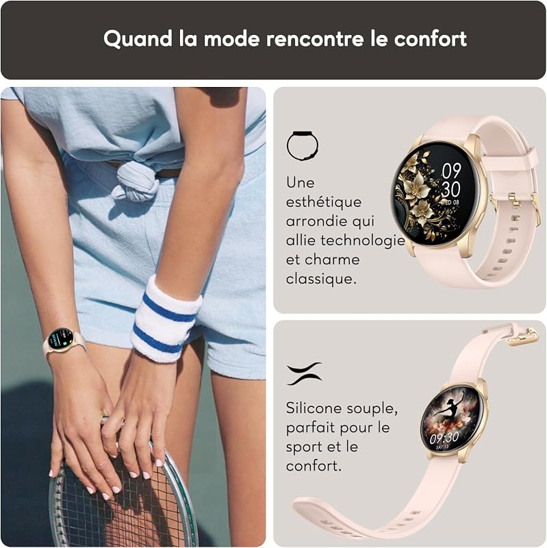 Montre Connectée Femme Homme avec Appel Bluetooth, Smartwatch Ronde 1,38" avec 147+ Modes Sportifs, Cardiofréquencemètre, Sommeil, IP68 Étanchéite, Compatible avec Android iOS