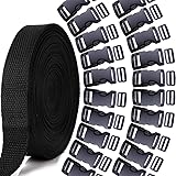 1 Inch Nylon Webbing Strap, YGDZ 10 Yards Nylon Strap with 20 Set 1 Inch Side Release Plastic Buckles for Luggage Strap Backp