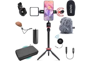 Movo iVlog1 Vlogging Kit - iPhone Lightning Compatible YouTube Starter Kit - Shotgun Microphone, Mini Tripod, LED Light, Wide-Angle Lens, Lightning Adapter