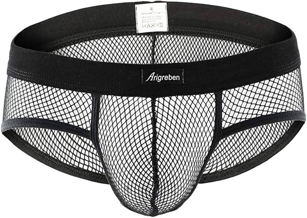 Fenteer Mens Sheer Underwear Mesh Pants Transparent Male Briefs Low