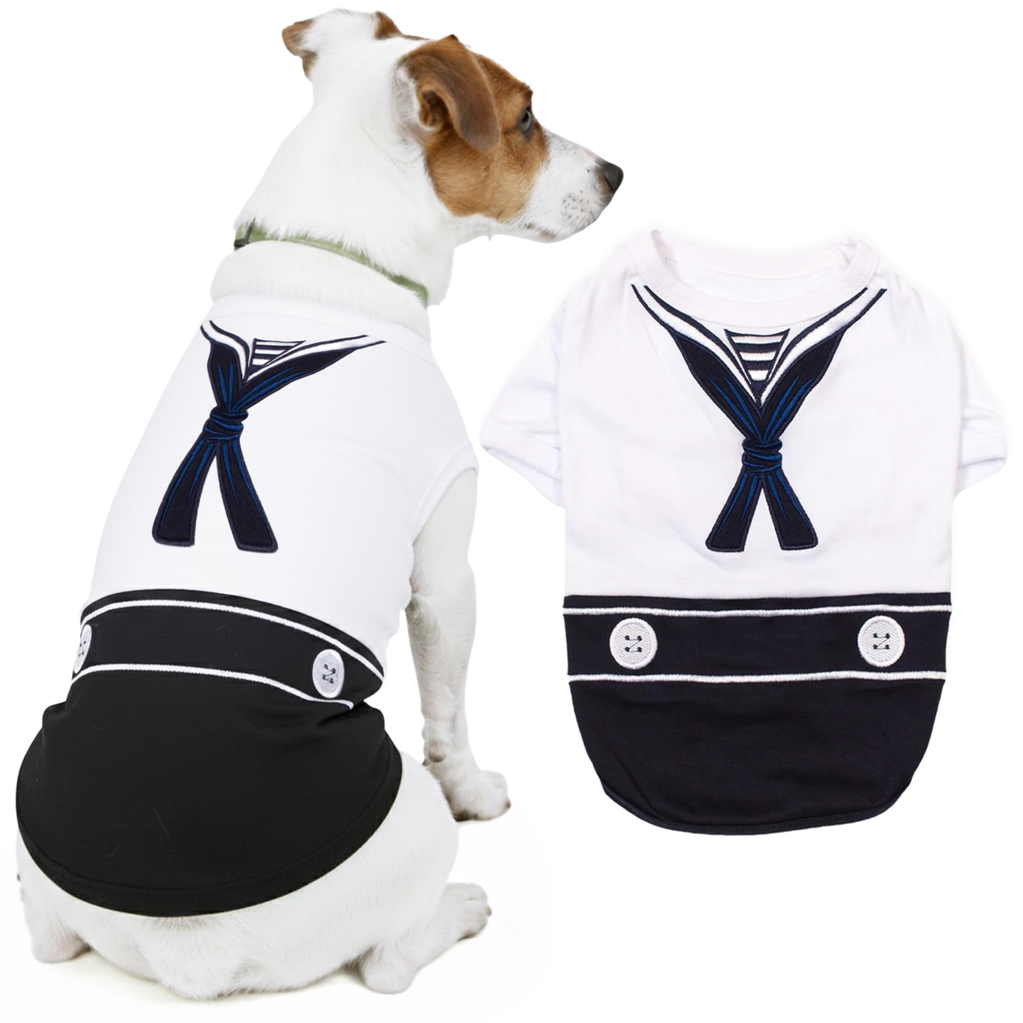 Parisian Pet - Funny Dog Cat Pet Costumes, Shirt Outfits for Halloween - Police, Prisoner, Ketchup, Mustard, Doctor, Firefighter, Sailor, Pirate (Sailor Dog, 3XL)