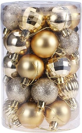 Amazon Ledmomo クリスマス ボール オーナメント クリスマスツリー飾り クリスマス装飾品 ゴールド 4cm 34pcs ボール おもちゃ