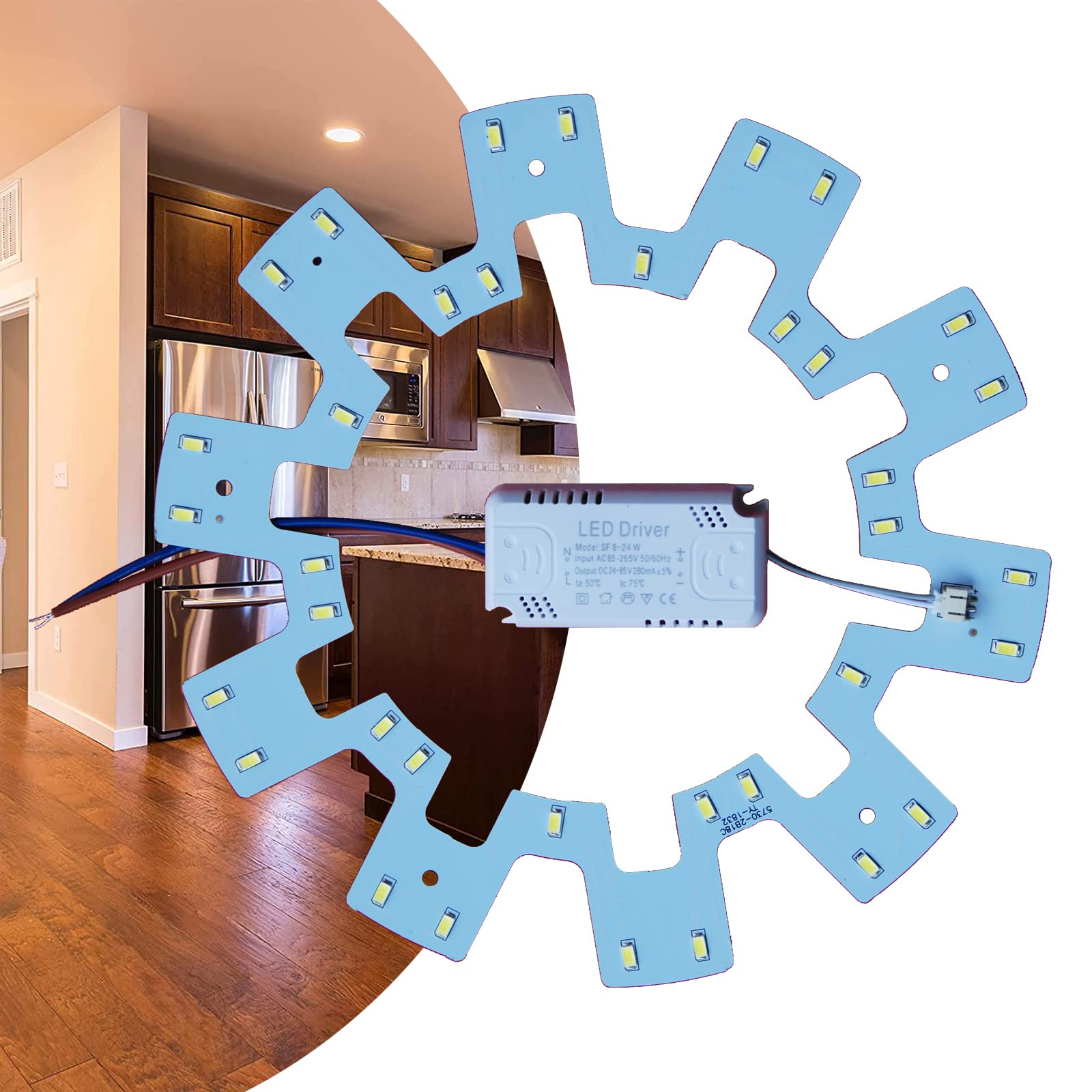 Photo 1 of OLYMSTAR 18W LED Ceiling Fan Light Kit Replacement Panel,LED Retrofit Light Engine Board,Equivalent to 100W Incan Bulb, 4500K Natural Light (1 Pack)