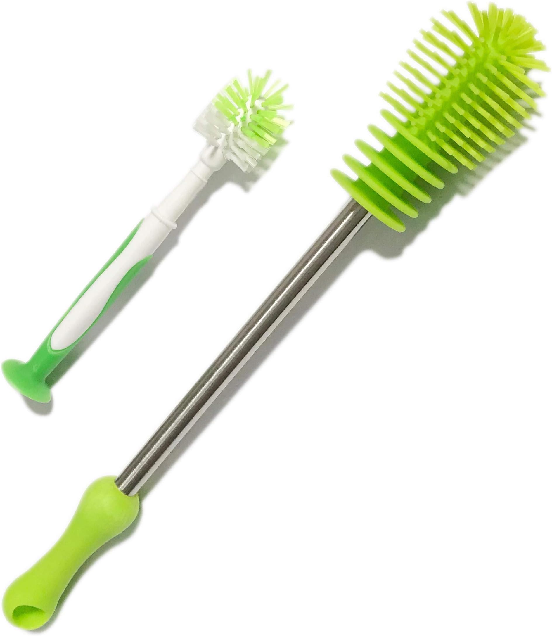 Silicone Bottle Brush, Dishwashing Cleaning Brush Set, Baby Bottle Cleaner Brush for Washing Glass Baby Bottles Coffee Mugs Beer Sport Bottles, Long Handle