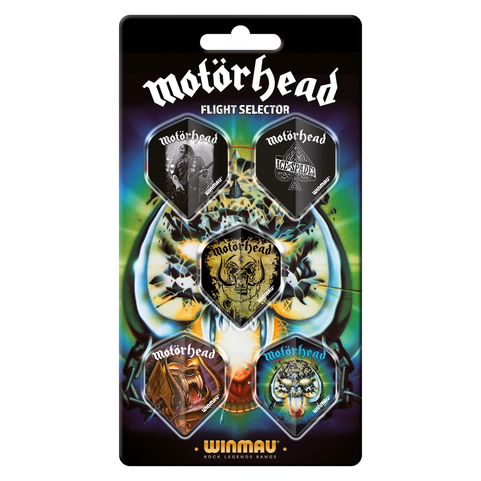 WINMAU - Motorhead Dart Flight Collection - Dart Flights 5 Sets Per Pack (15 in Total) Extra Thick 100 Micron - Standard Shape Darts Flights - Professional Darts Accessories — image 1