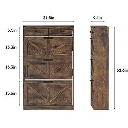 Halitaa Shoe Cabinet with 3 Flip Drawers & 2