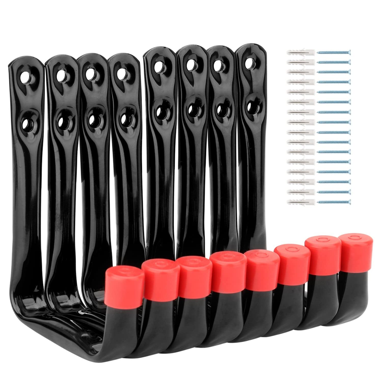 PiPaFox Heavy Duty Garage Storage Hooks, Utility Hooks for Garage Wall, 8 Pack Garden Tools Organizer (Black, 12cm x 9cm)