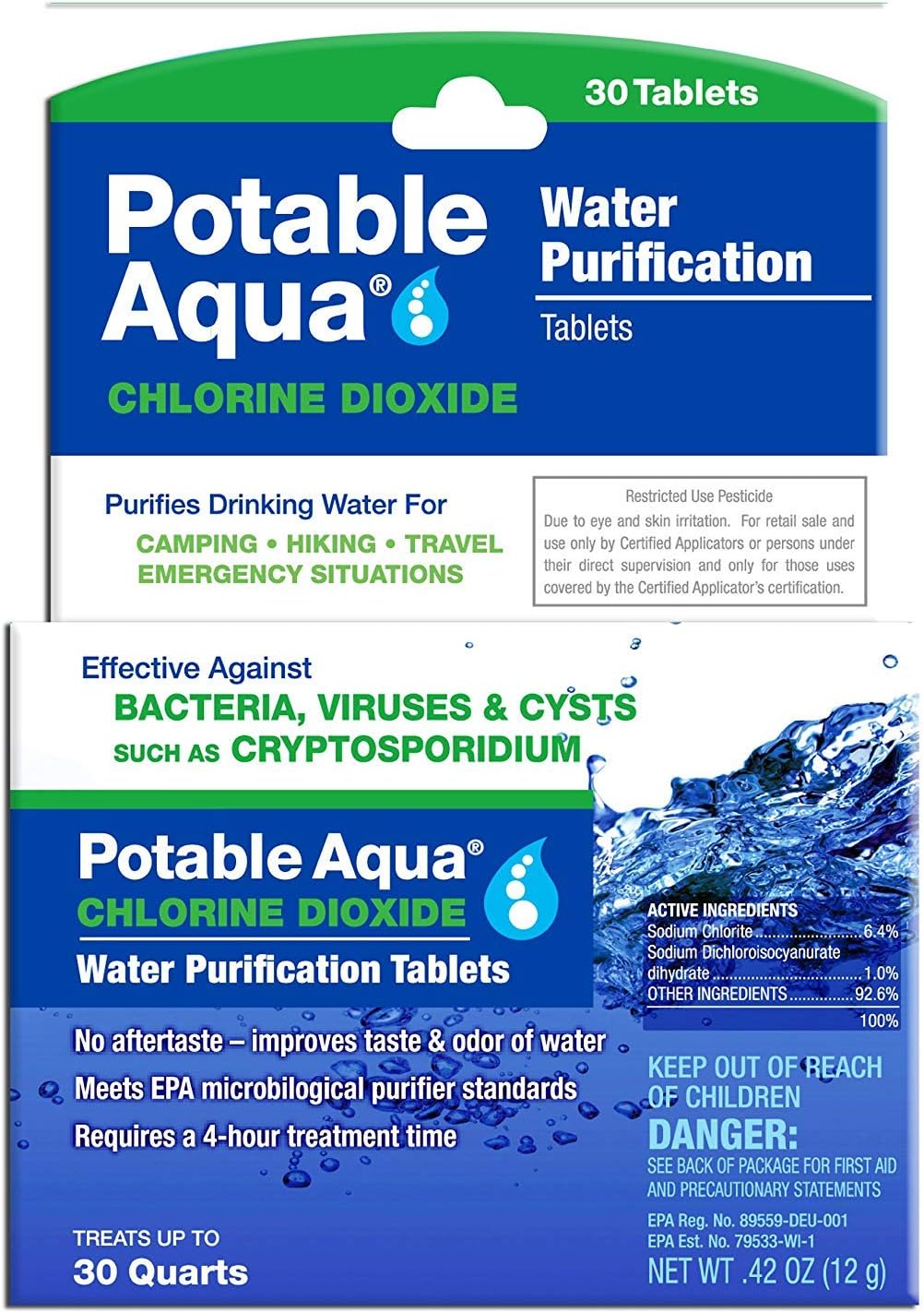 Potable Aqua Chlorine DioxideTablets, 30 Tablets