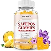 10-IN-1 Saffron Gummies, Sugar Free Saffron Supplements with Ashwagandha, L-Theanine, Rhodiola Rosea, Vitamin D3, B6, Magnesium & Zinc for Mood, Energy, Focus Support, Pineapple Flavor, 60 Count