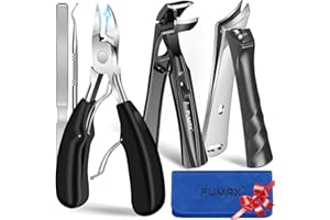 FUMAX Toenail Clippers for Thick Toenails for Seniors, Angled Large Toe Nail Clippers Set for Men, Heavy Duty Ingrown Toenail Clippers with Wide Opening, Long Handle, Ergonomic Head, Gifts for Men & Women
