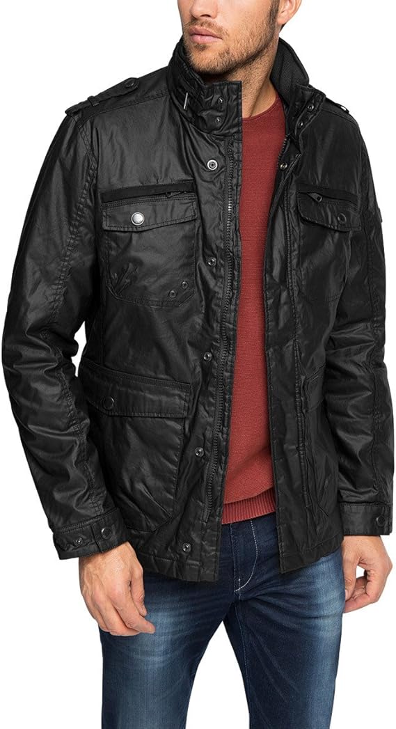 edc by ESPRIT Men's Field Parka Jacket, Black, Small Amazon.co.uk