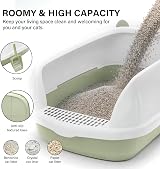 Vivo Technologies Cat Litter Tray Box Open Top with Detachable Rim 48x40x20cm view 5