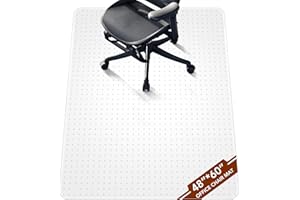 KIOORE Office Chair Mat for Low Pile Carpet with Lip, 48" x 60" Clear Plastic Floor Protector, Heavy Duty Desk Chair Mat for Rolling Chairs, Smooth Glide Computer Mat for Home Office
