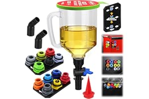 SEDY 18-Piece Engine Oil Funnel Set, 1.59QT/1.5L Automotive Oil Funnel Kit with 12 Adapters, Elbow Fitting, Arrow Screen and Magnetic Storage Hooks Tray, Compatible with GM, Ford, BMW, Audi, Land Rover Etc