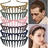 LAPOHI 6 PCS Zig Zag Headbands for Women and Girls Shark Teeth Plastic Hair Band 90s Non Slip Comb Spike Clear Headband