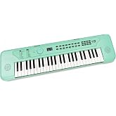 RockJam RJ490 49 Key Mini Keyboard Piano with Speakers, Mint Green | Portable mini keyboard piano with built-in speakers, USB-C or battery power and headphone jack for beginners