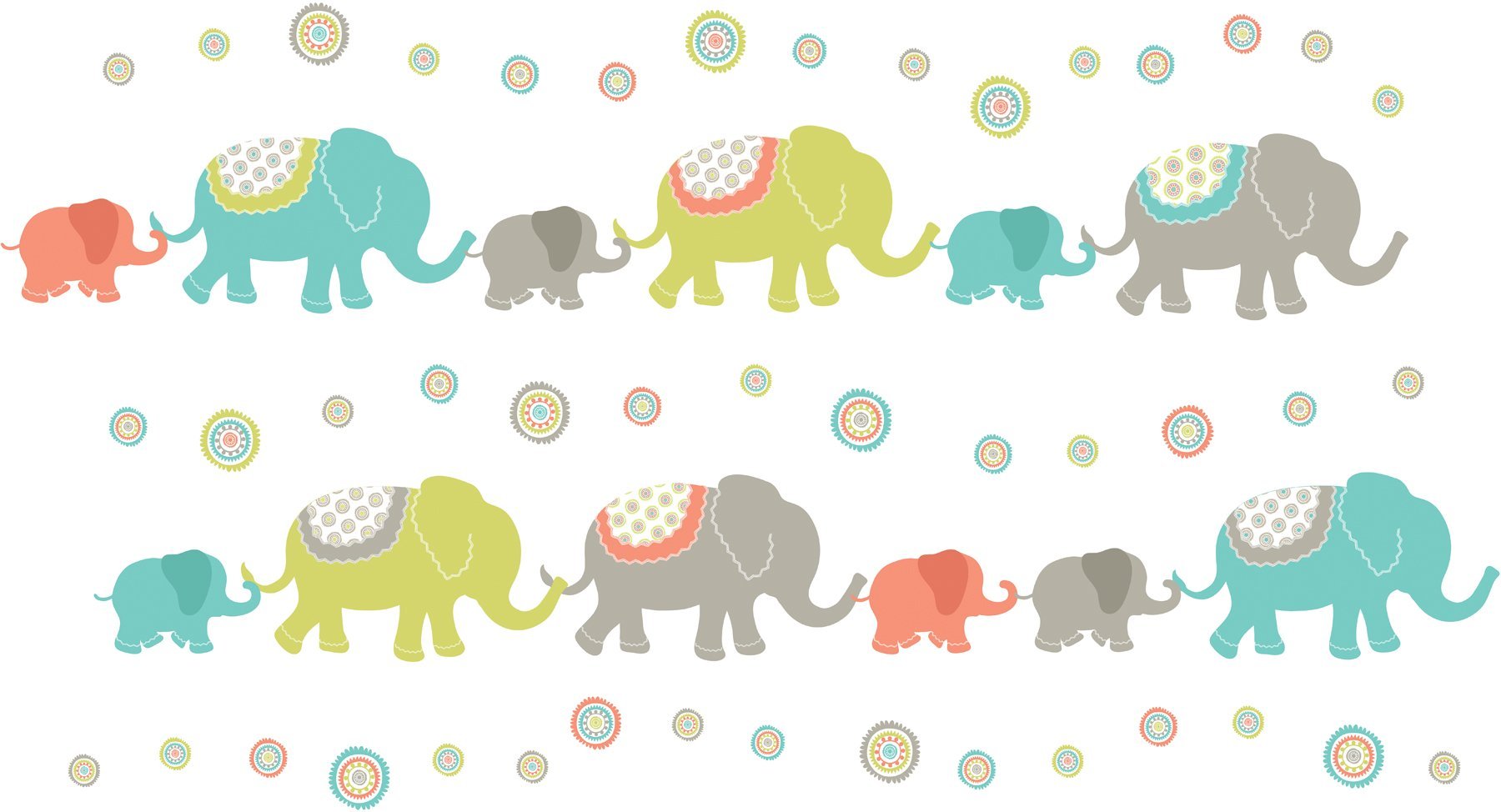 Wallpops Self Adhesive Tag Along Elephants Kit, Multi