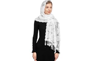 Wgior Rose Rectangular Chapel Veil Scarf Catholic Church Veils Mantilla Wrap Shawl Mass Head Covering