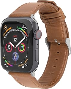 Watch Leather Band Strap, TUFRIND Genuine Premium Leather Band Compatible with Apple Watch (Honey Brown, 42/44 mm)