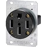 Leviton 279 50 Amp, 125/250 Volt, NEMA 14-50R, 3P, 4W, Flush Mounting Receptacle, Straight Blade, Industrial Grade, Grounding