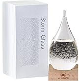 Storm Glass Weather Predictor - Weather Forecaster Station with Wooden Base for Home and Office Decor, Snow Globe Barometer, Creative Christmas Birthday Gifts for Him, Her