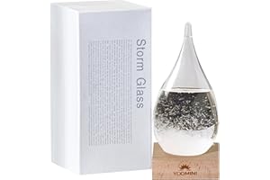 YOOMINI Storm Glass Weather Predictor - Weather Forecaster Station with Wooden Base for Home and Office Decor, Snow Globe Barometer, Creative Christmas Gift for Men and Women