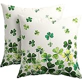 Kawani St Patricks Day Pillow Covers 18x18 Inch Green Shamrock Outdoor Decorative Throw Pillow Covers Set of 2 Spring Lucky Clover Pillowcases Farmhouse Cushion Covers for Couch Decor