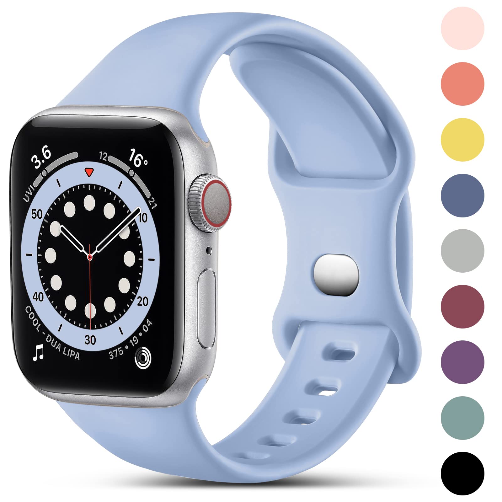 CeMiKa Compatible with Apple Watch Strap 41mm 40mm 38mm 42mm, Silicone Sport Band Replacement Straps Compatible with Apple Watch Series 11 10 9 8 7 6 5 4 3 2 1 SE SE3/iwatch Strap, Women Men, Lilac — image 1