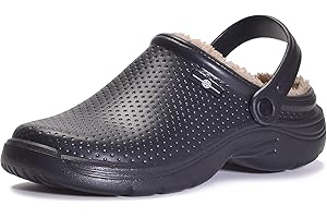 GAATPOT Womens Mens Fur Lined Clogs Waterproof Garden Shoes Winter Warm House Slippers Indoor Outdoor Mules