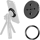 MINIFOCUS Magsafe Tripod Adapter, Magnetic Phone Tripod Mount Adapter with 1/4" Holes, Compatible with MagSafe Sticker for iPhone 17/16/15/14/13/12 Pro/Pro Max/Mini & More Phone
