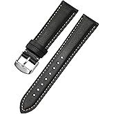 Afany Leather Watch Band for Men and Women, Quick Release Watch Strap, Black Replacement Watchband-18mm 19mm 20mm 21mm 22mm 24mm