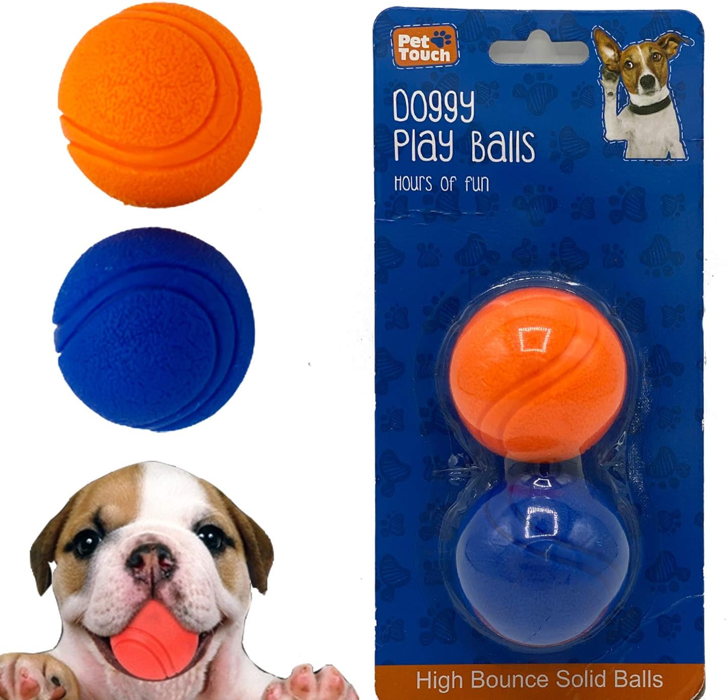 Pet Touch Dog Training High Bounce Solid Ball Doggy Play Balls Hours for Fun for All Dogs and Puppies Solid Rubber Boomer Ball Funny Chew Play Toys (Blue & Orange) - Image 3