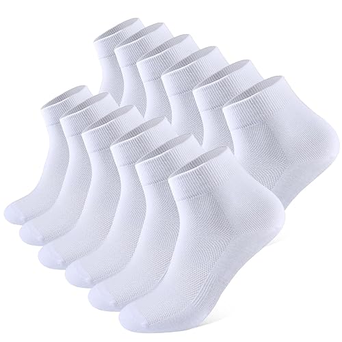 Cozyroam Trainer Socks for Men Women, 12 Pairs Sports Quarter Ankle Socks Breathable Combed Cotton Causal Daily Socks Lightweight Low Cut Socks Moisture-Wicking Walking Running Socks