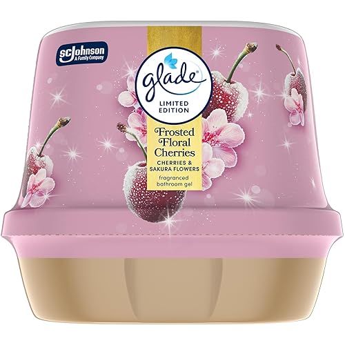 Glade Fragranced Bathroom Gel, Air Freshener and Discreet Odour Eliminator, Frosted Floral Cherries, 180g (Packaging May Vary)