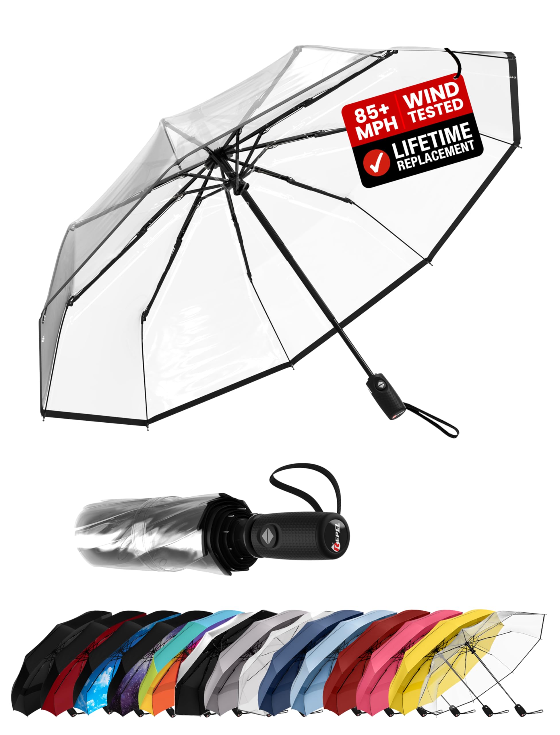 Photo 1 of **UNTESTED**
Repel Umbrella Windproof Travel Umbrellas for Rain - Easy Auto Open Close, Durable & Compact Umbrella, Strong Fiberglass Frame, Waterproof Canopy - Backpack, Purse, Portable Umbrella for Travel