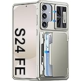 Vizvera for Samsung Galaxy S24 FE Case Wallet RFID, Cards Holder & Camera Cover & Kickstand for Women Men, Full Body Shockproof Silicone Case for S24 FE 6.7" 2024 Only-Natural Titanium