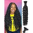 Human Braiding Hair 100g 16 Inch Water Wave Bulk Human Hair for Braiding Deep No Weft 12A Brazilian Virgin Curly Human Hair Extensions for Boho Braids Wet and Wavy Natural Human Hair Braiding Hair