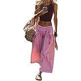 Seetaa Women's Wide Leg Pants Comfy High Waisted Casual Loose Lounge Pants with Pockets(Pink-S)