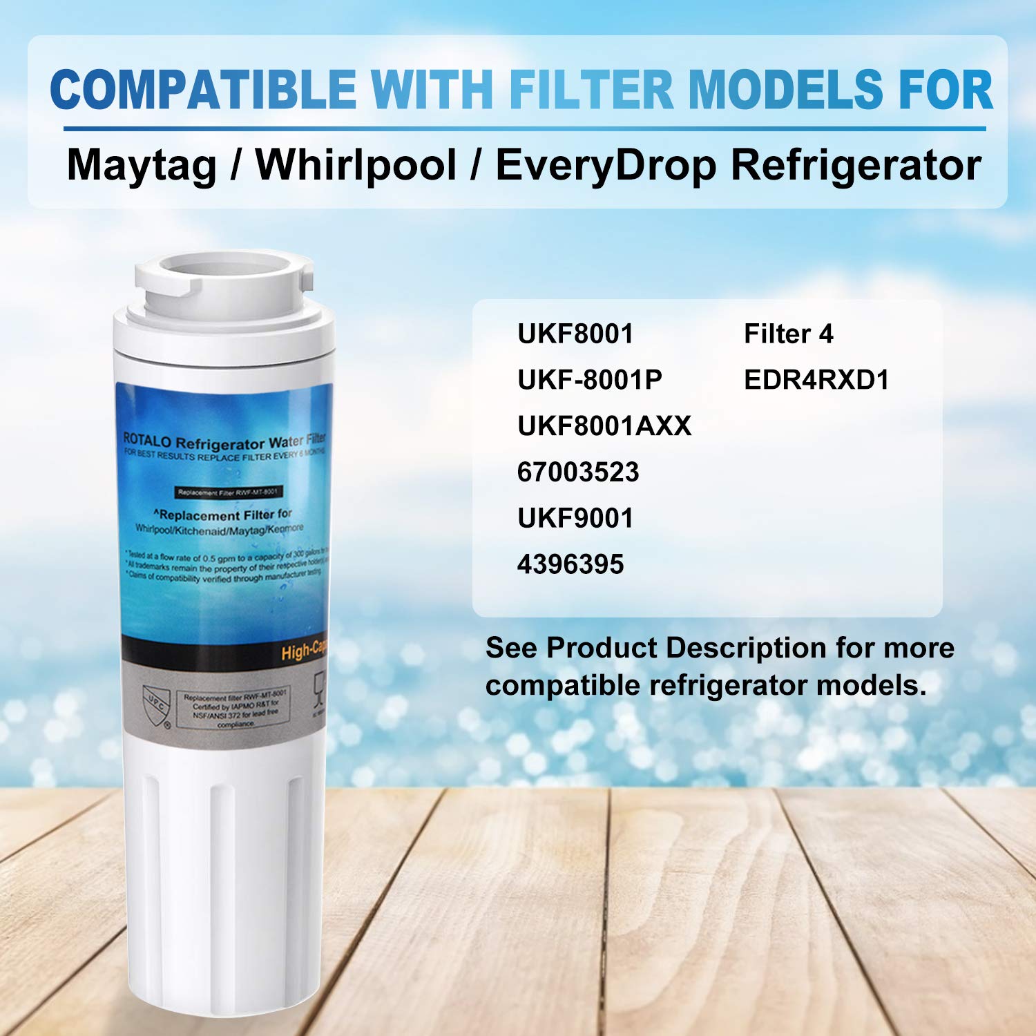 Replacement water filter Whirlpool GZ25FSRXYY2,GZ25FSRXYY5 Refrigerator
