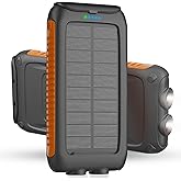 Solar Charger Power Bank 49,800mAh Portable Solar Phone Charger with 2 USB-A and Type-C Interface, 15W Fast Charging for iPhone, Samsung etc. Portable Battery Charger with Dual Flashlight for Camping