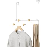 Umbra Estique Over the Door Organizer, 5-Hook Steel, Small, White/Natural | Holds coats bags and hats, no tools needed, slim profile, entryway or closet use