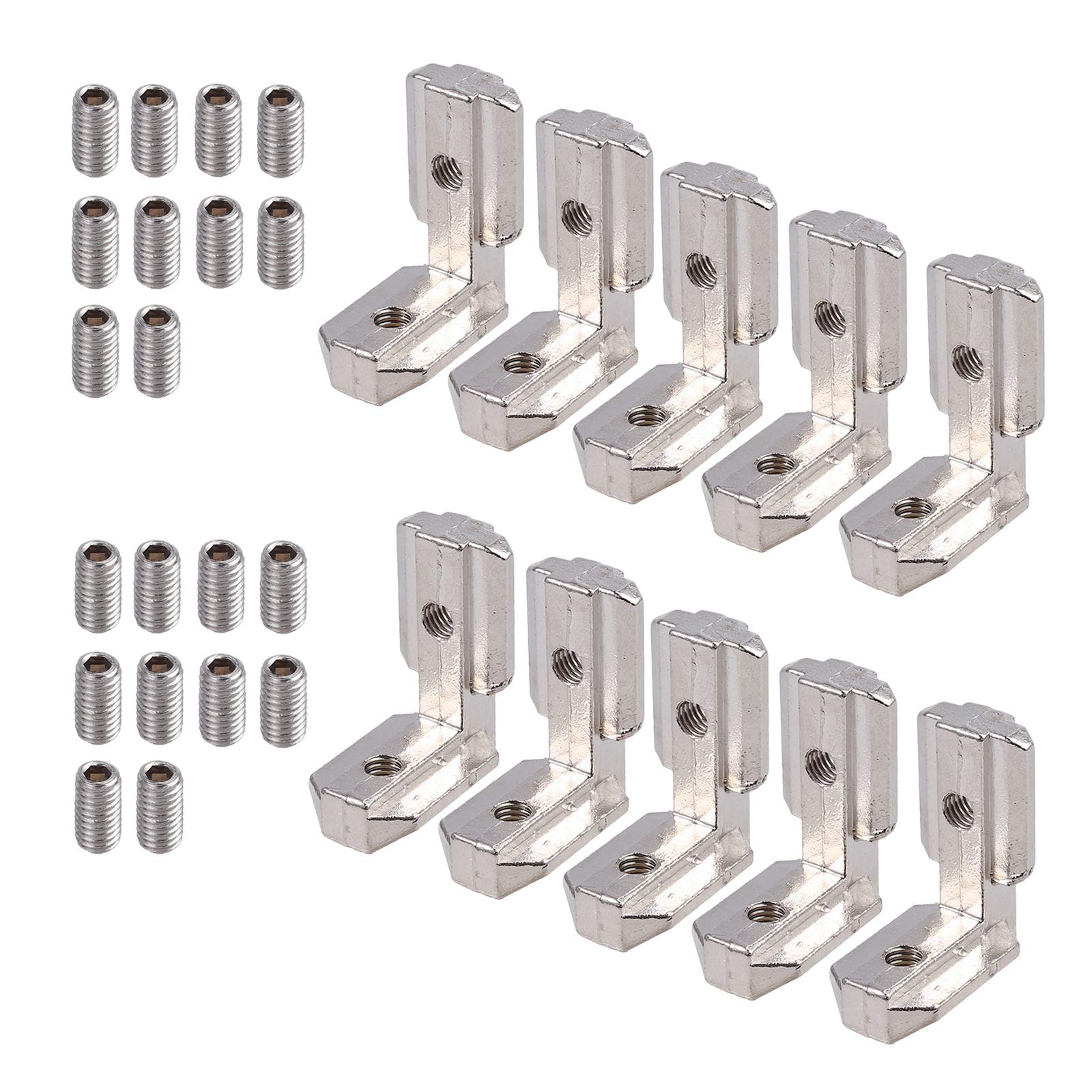 AUTOUTLET 10pcs T Slot Aluminum Profile Groove 8 Zinc Alloy L Shape Brackets 90 Degree Inner Corner Connector 4040
