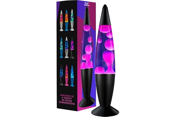 JAMBO 16" Beautiful Lamp- The Upgraded Motion Lamp- Purple with White/Pink Wax, Relaxing Liquid Lamp, Night Light Nightlight,