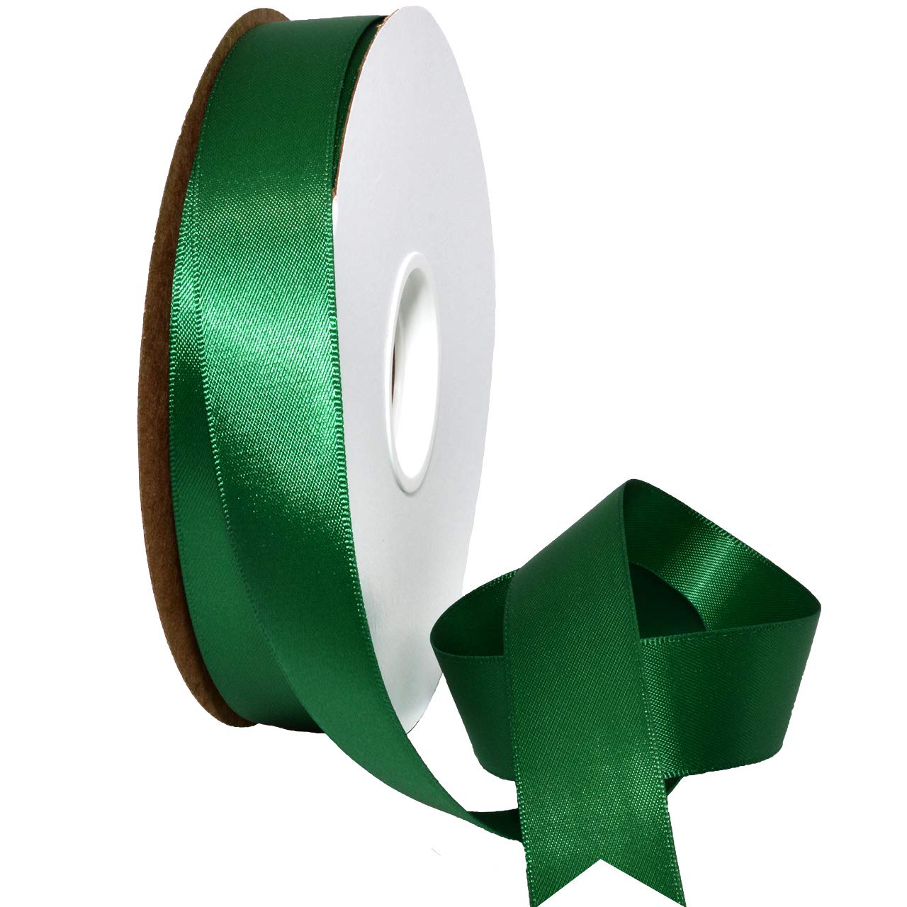 Morex Ribbon Double Face Satin Ribbon, 7/8 Inch by 50 Yards, Forest Green