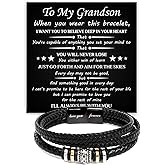 To My Grandson Bracelet From Grandma/grandpa With Message Card And Gift Box, Sentimental Gifts For Grandkid, Bracelets For Boy, Graduation, Christmas, Birthday Gifts For Grandson From Grandparents